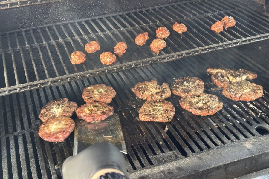 Cooking Cow & Chicken burgers