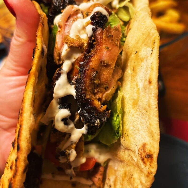 Chicken Kebab in homemade flatbread