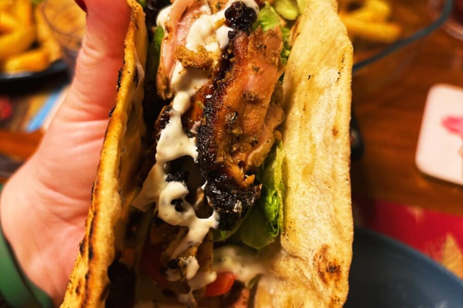 Chicken Kebab in homemade flatbread