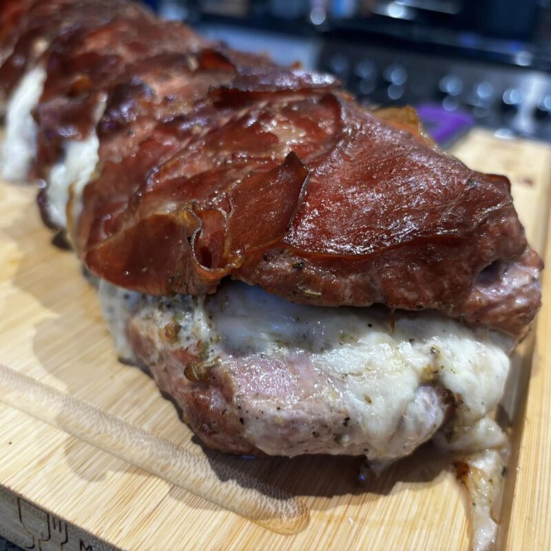 Close up of cooked pork loin