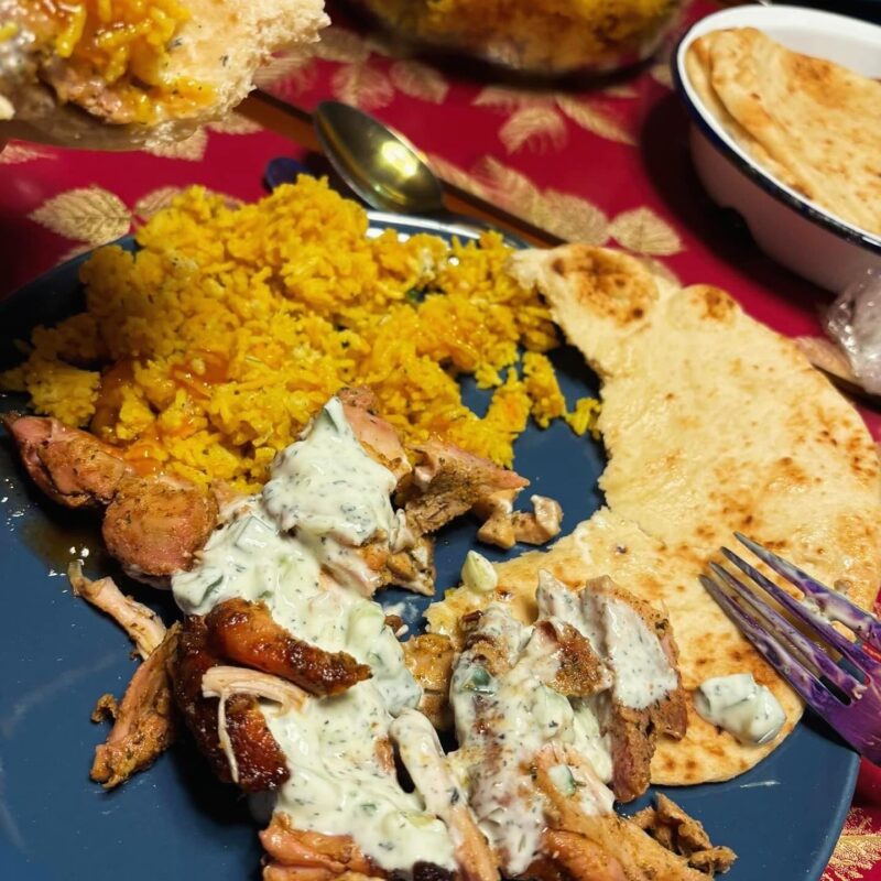 Tandorri Kebab with mint yoghurt
