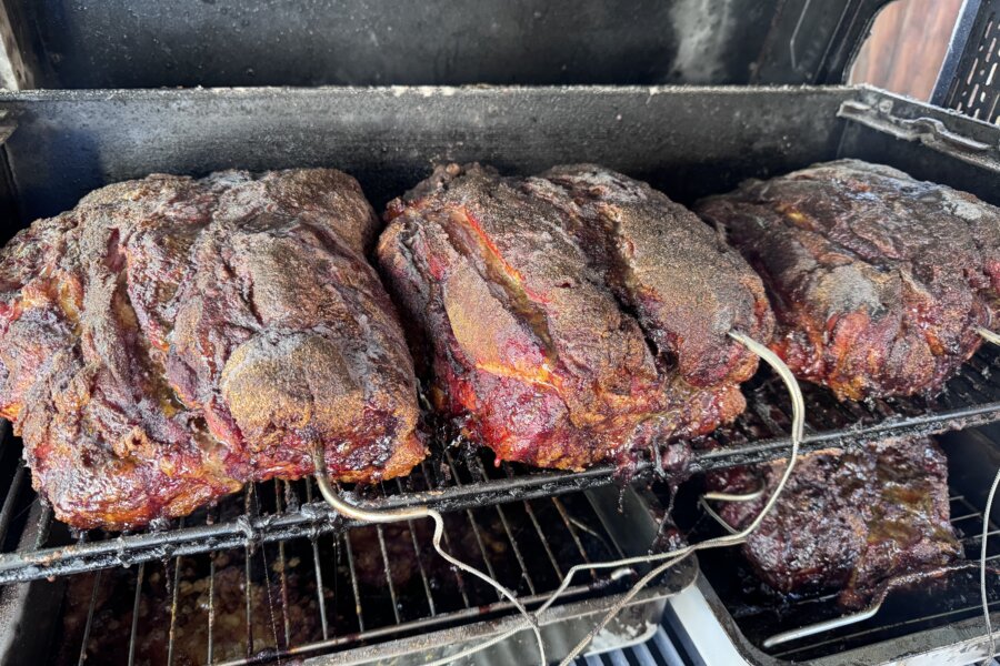 4 Pork Butts nearly cooked